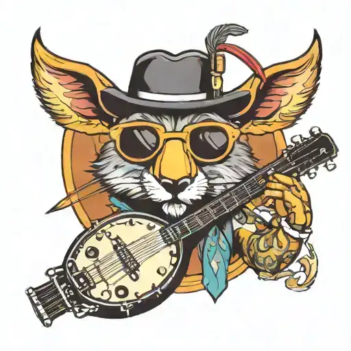 banjo wearing sunglasses tattoo design idea
