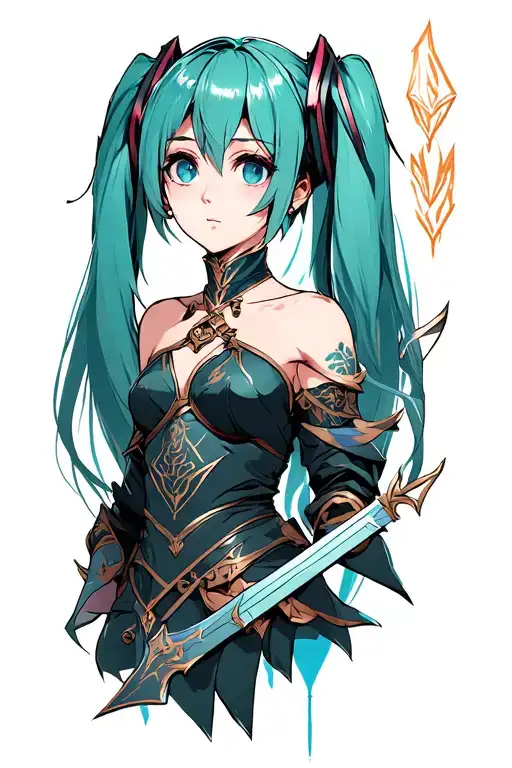 hatsune miku dark souls 1 tattoo design idea
