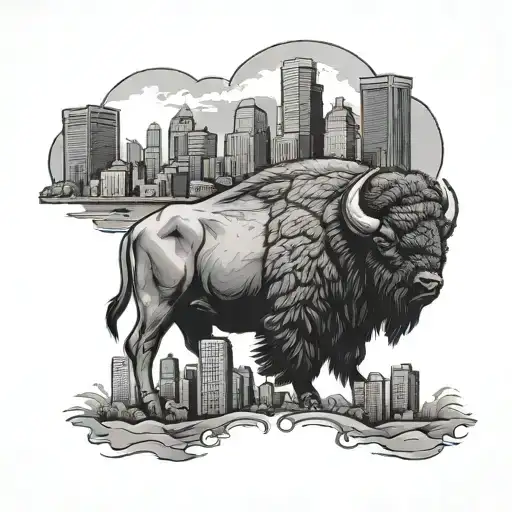 buffalo bills and buffalo skyline tattoo design idea