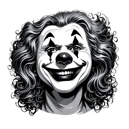 "put on a happy face" Clown Face: The clown still has the exaggerated smile, but now there’s a single tear running down one cheek. tattoo design idea
