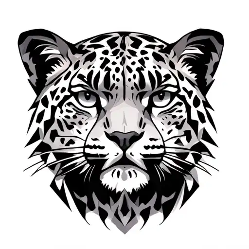 snow leopard head cartoon tattoo design idea