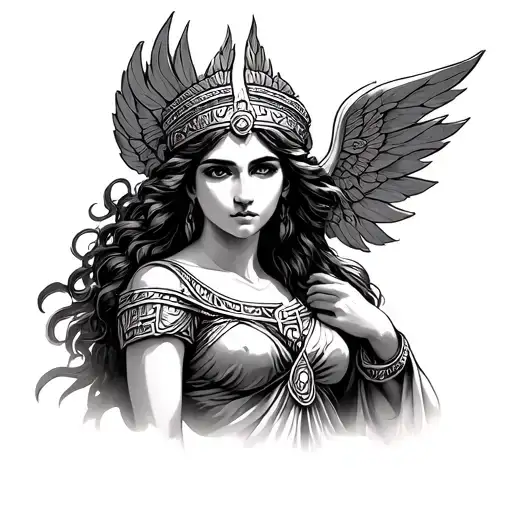 Mean athena greek goddess tattoo design idea