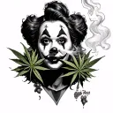clown woman smoking weed tattoo design idea