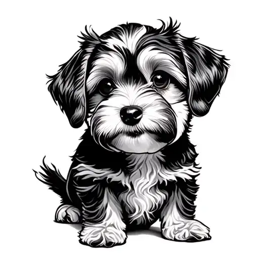 cockapoo, fineline, small tattoo design idea