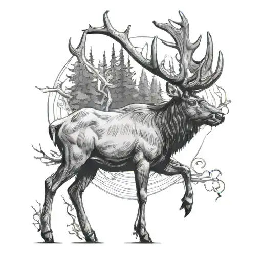 elk tattoo design idea