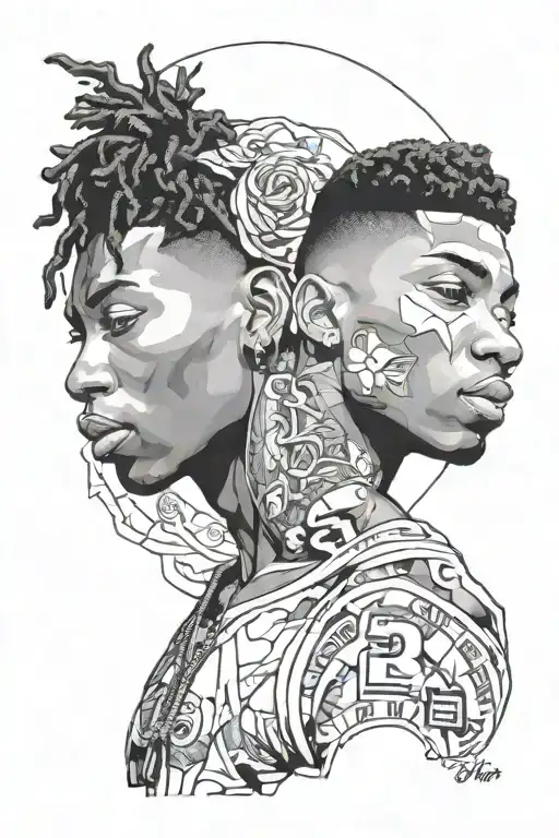 drug addiction combined nba youngboy tattoo design idea