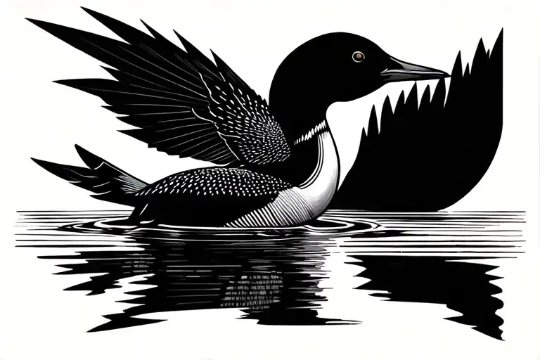 Loon bird on water tattoo design idea