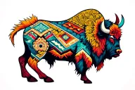 Buffalo fade to navajo pattern tattoo design idea