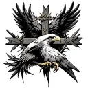 Christian cross with crown of thorns and eagle tattoo design idea