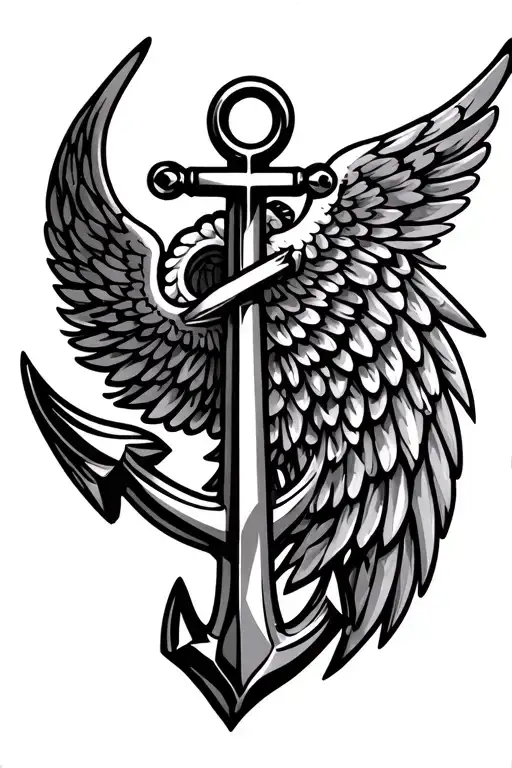 Anchor angel wings tattoo design idea