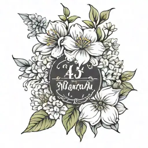 birth month flowers of March, April, June and September  tattoo design idea