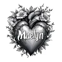 "Maelyn" heart tattoo design idea