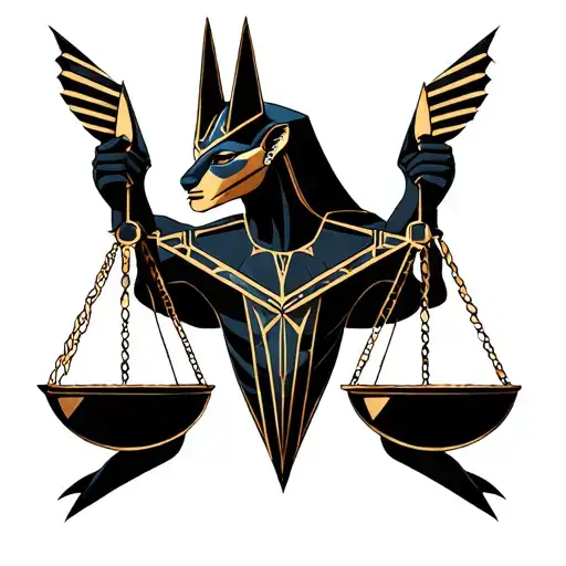 Anubis holding a scale tattoo design idea