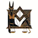 Anubis holding a scale tattoo design idea