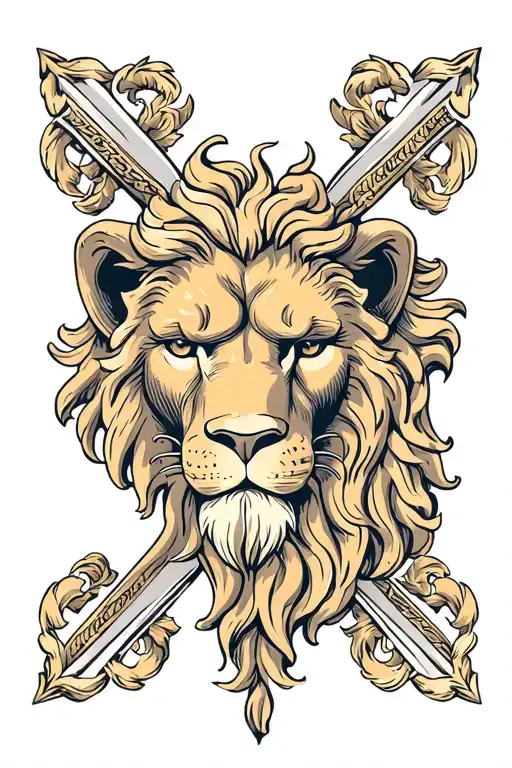 lion head St George's cross intertwined tattoo design idea