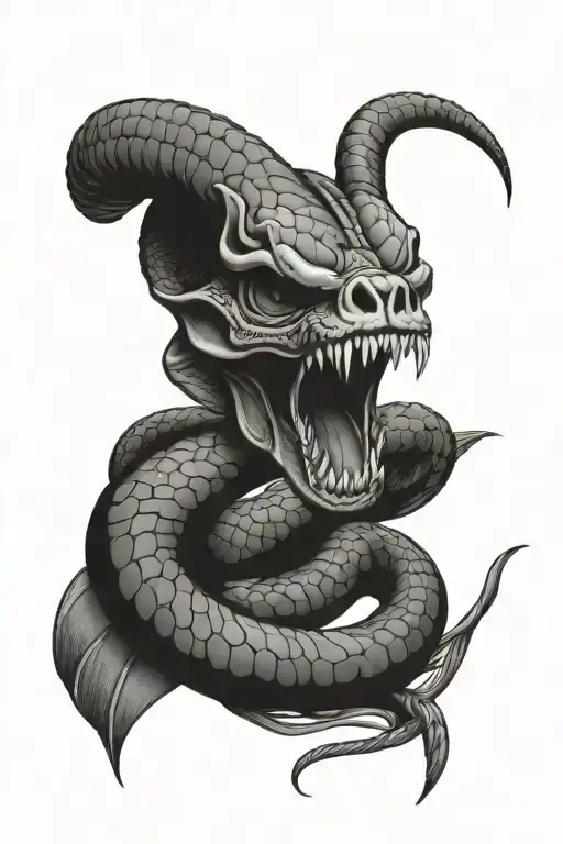 filipino cobra wrapped in carabao skull tattoo design idea