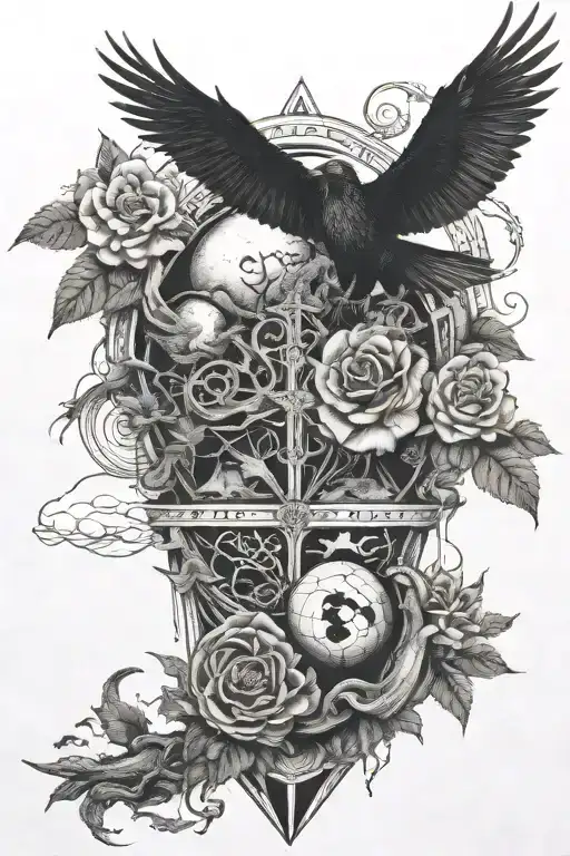 pyramideyeball,,dragon coil,roses,tree of life,waterfall,moon,whale,nasty,crow, snakes,earth,mushrooms,marijuana  tattoo design idea
