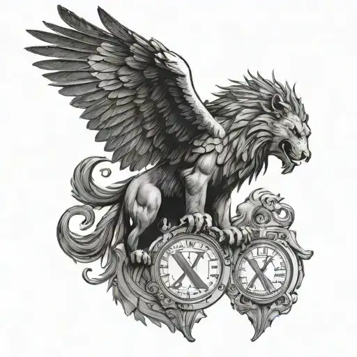 Create me a back of the forearm tattoo with a eagle and an angry lion and these Roman numerals XI•XVII•MMII and the Bibl tattoo design idea