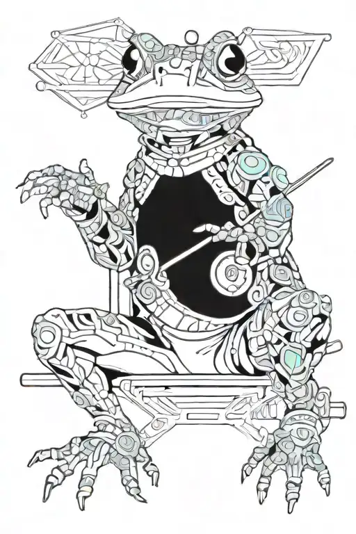 samurai frog paint palette tattoo design idea