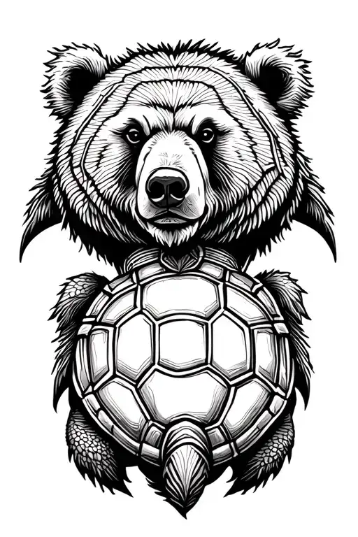 Your bear, a barbarian in the middle, is a turtle in waves tattoo design idea