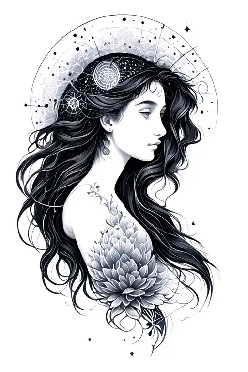 Gemini and Virgo constellation tattoo design idea