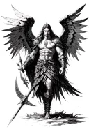 dark wild warrior archangel Michael tattoo design idea