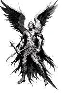 dark wild warrior archangel Michael tattoo design idea