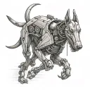 robot greyhound running tattoo design idea