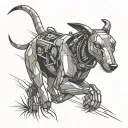 robot greyhound running tattoo design idea