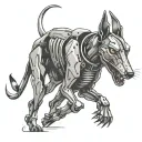 robot greyhound running tattoo design idea