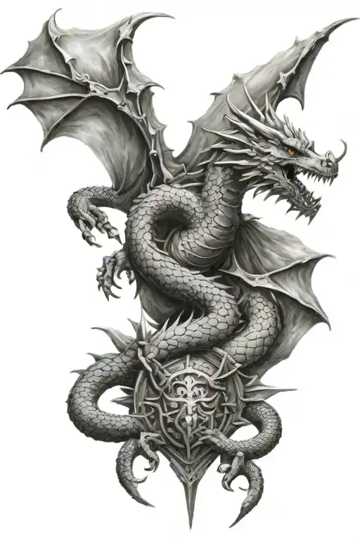 dragon on armour tattoo design idea