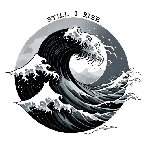 Still I Rise with wave tattoo design idea