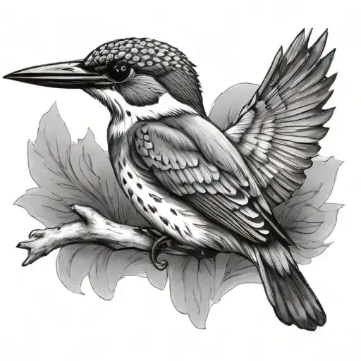 kingfisher diving tattoo design idea