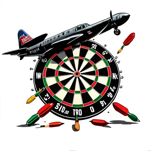 Lancaster bomber dropping darts on dartboard surrounded tattoo design idea