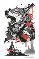 wolf howling tattoo design idea