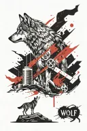 wolf howling tattoo design idea