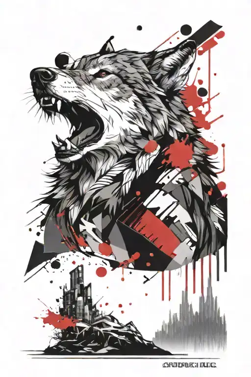 wolf howling tattoo design idea