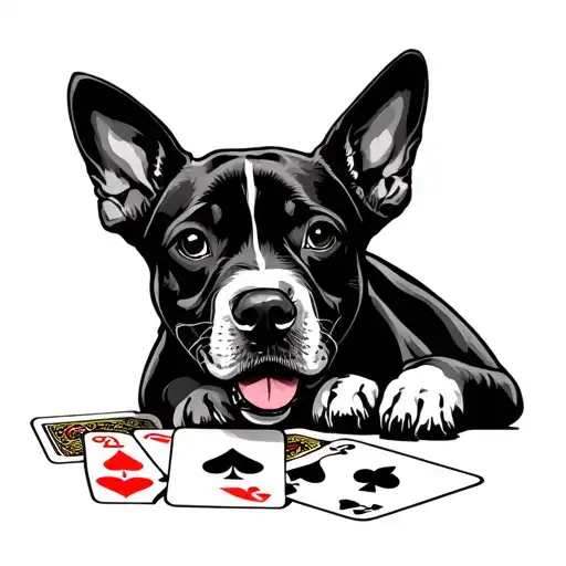 dogs playing poker cards tattoo design idea