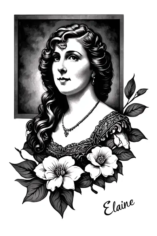 one for my grandmothe who passed her name was elaine and she was a christian  tattoo design idea