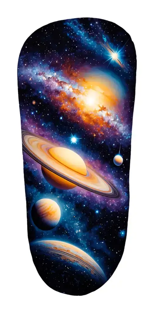 outerspace galaxy filled with stars add all planets tattoo design idea