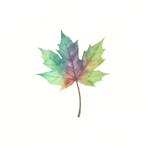 a Canadian maple leaf tattoo design, minimalistic,  autumn colors, acuarella, detailed, 8k tattoo design idea