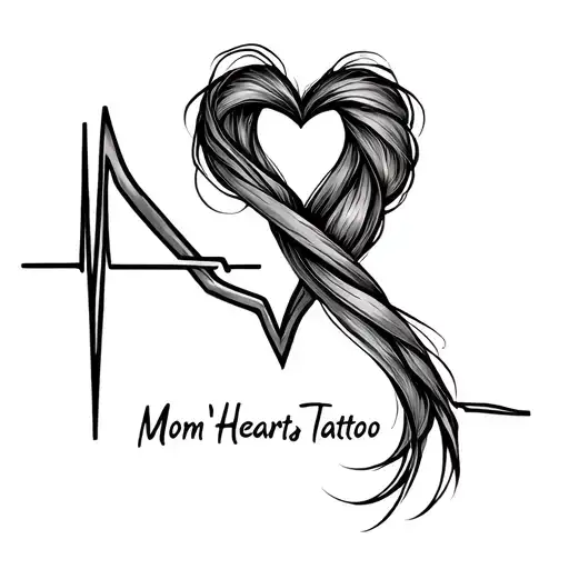 mom's heartbeat line intertwined tattoo design idea