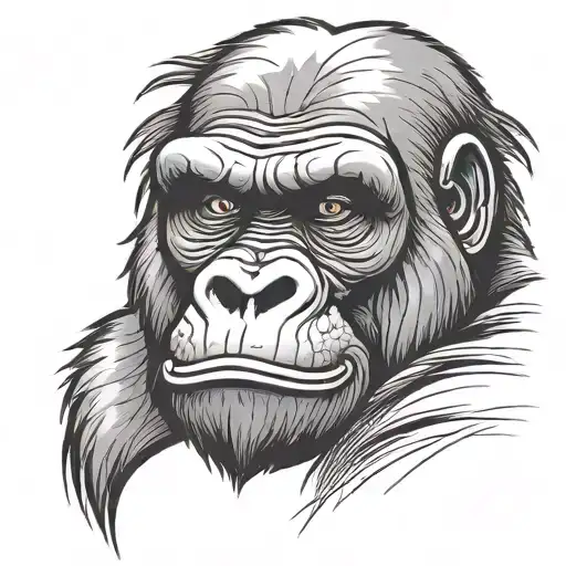 mad gorilla face tattoo design idea