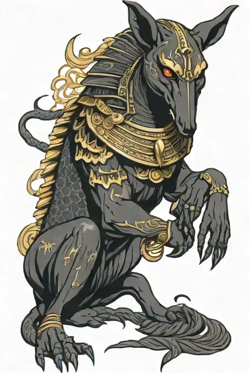 anubis, beehive pattern incorporating elements tattoo design idea