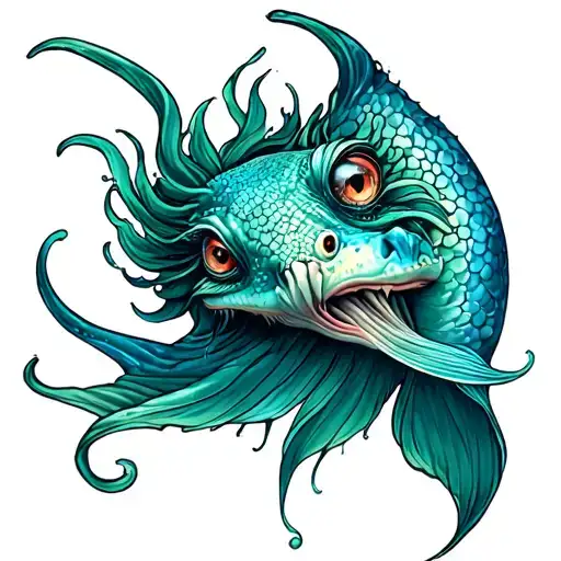 little mermaid bad luck sea creature tattoo design idea
