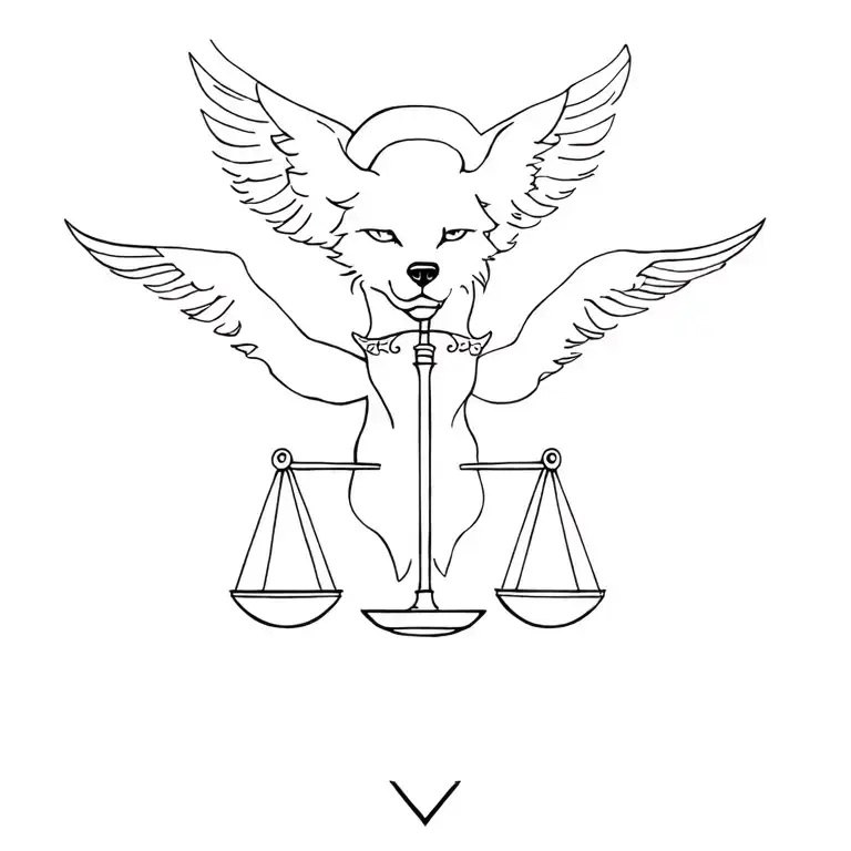 wolf ladyjustice law tattoo design idea