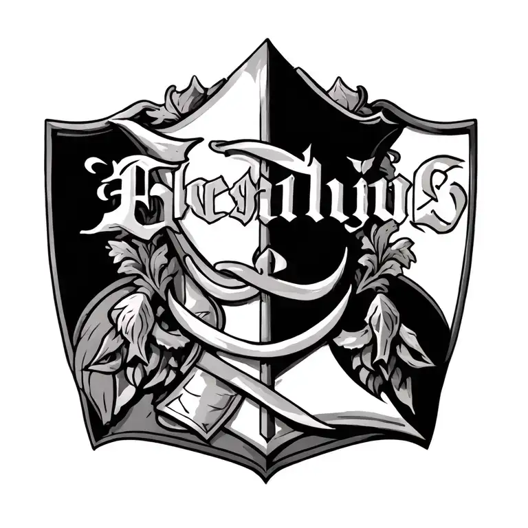 English Knight child names intertwined within tattoo design idea