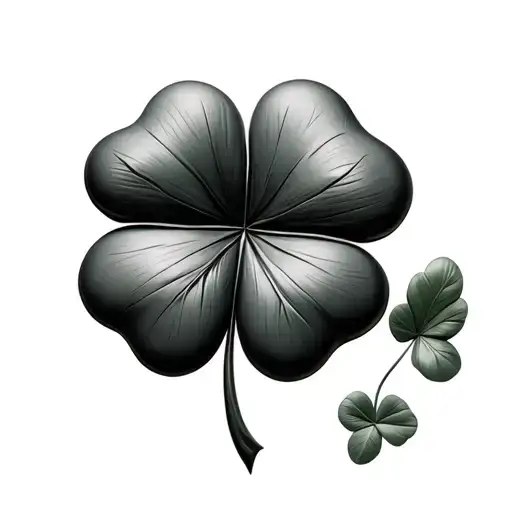 realistic 3d 4 leaf clover tattoo design idea