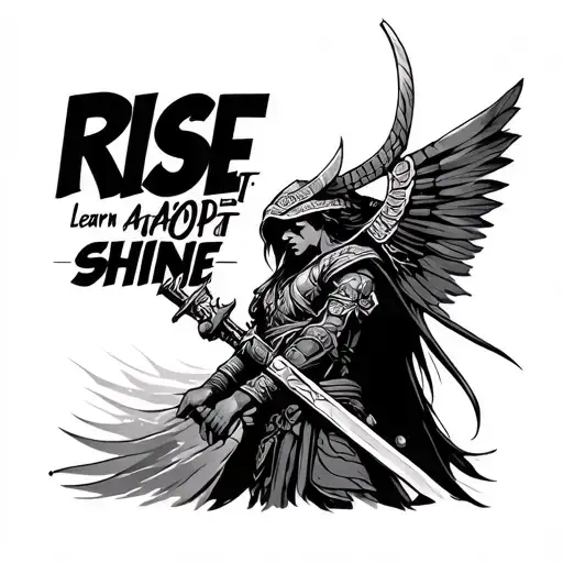 Warrior, learn adopt and improvise, rise and shine tattoo design idea
