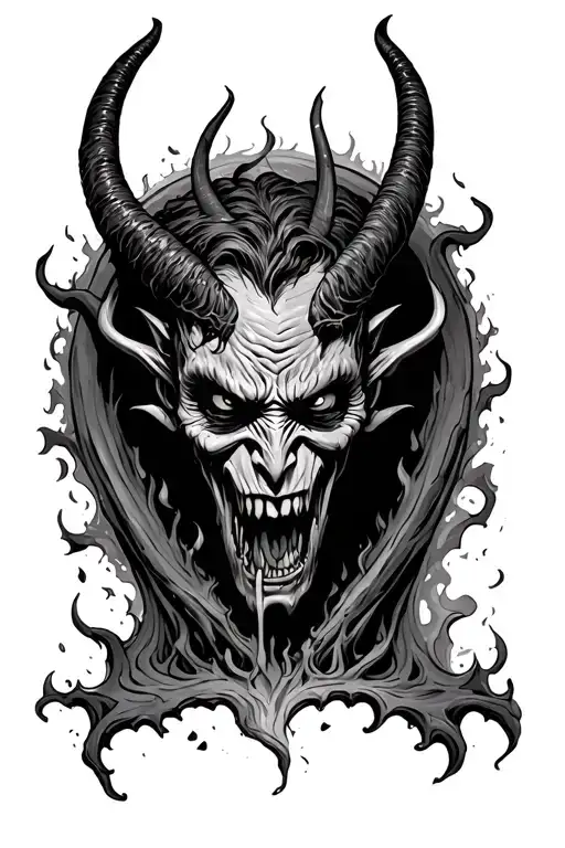 Devil coming out of hell tattoo design idea